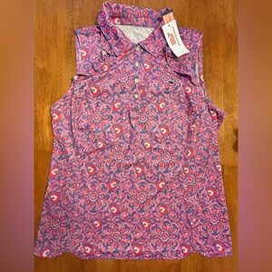 Vineyard Vines Women’s Sleeveless Polo Tank - Pink & Purple Floral